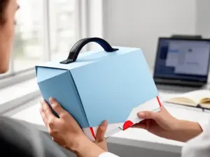Изготовление кашированных коробок с ручкой в Москве
