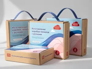 Изготовление коробок-пеналов с ручками в Москве