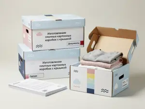 Изготовление плотных картонных коробок с крышкой в Москве