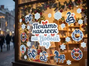 Печать наклеек на Новый Год в Москве
