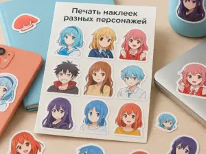 Печать наклеек разных персонажей в Москве